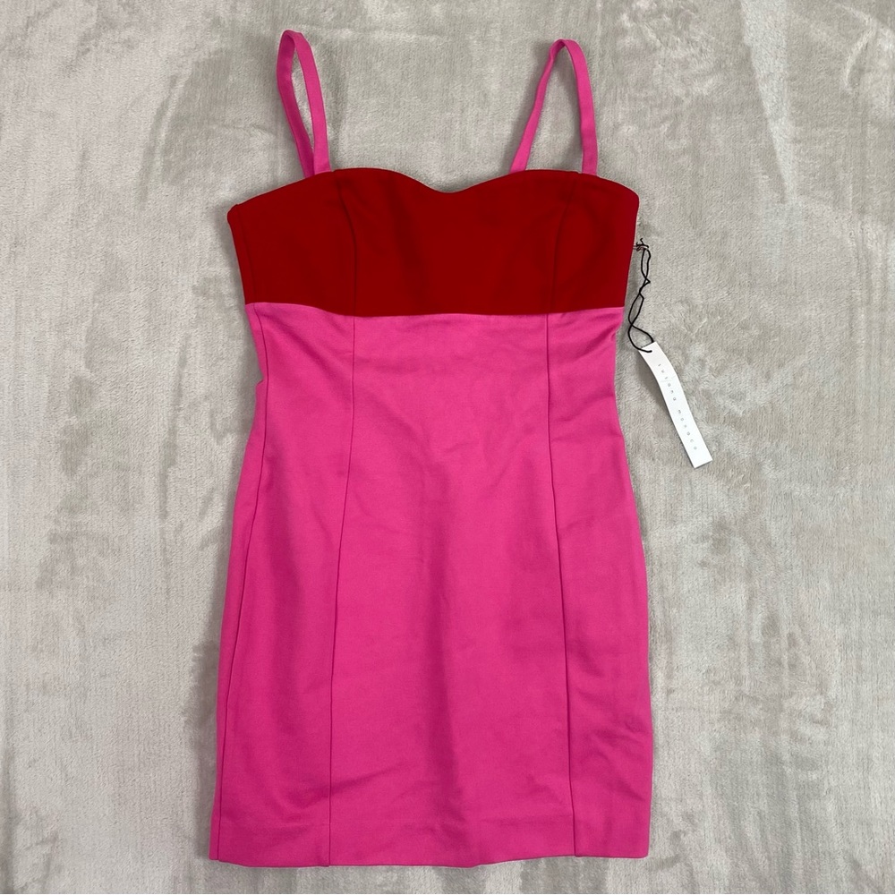 Susana Monaco Red and Pink Mini Dress